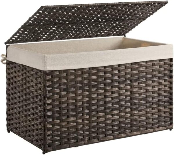 Large Woven Blanket Basket with Lid