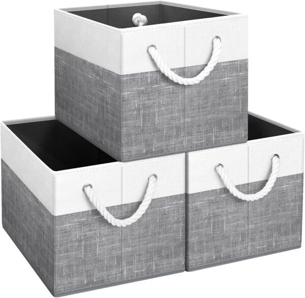 Foldable Storage Bins with Rope Handles